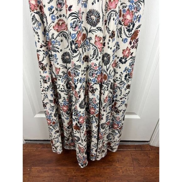 Ivory Floral Print Halter Open Back Maxi Dress American Eagle Medium Boho - Picture 8 of 10